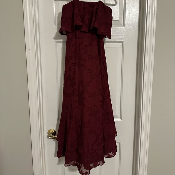 Lulus Love You So Dearly Burgundy Burnout Floral Strapless Midi Dress - Picture 5 of 7